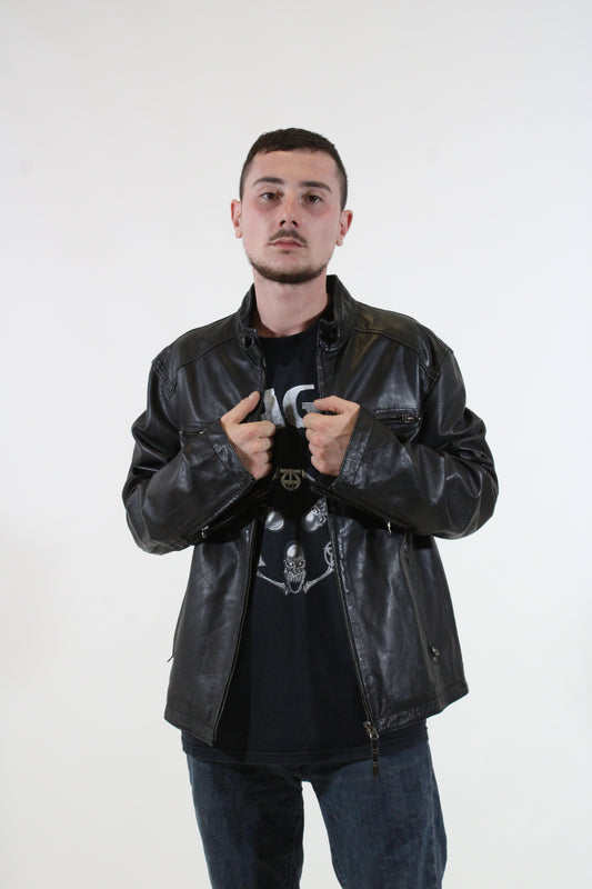 Leather jacket combipel